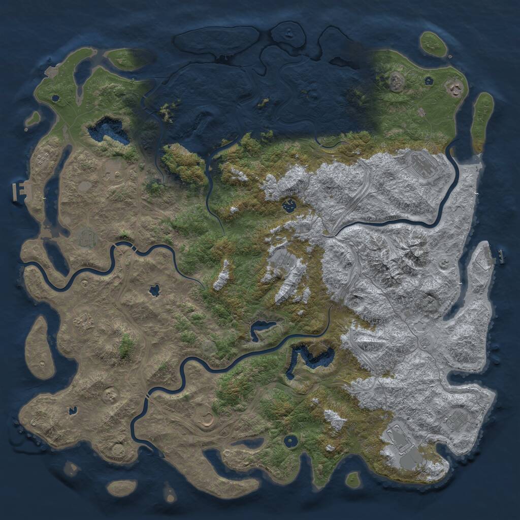 Rust Map: Procedural Map, Size: 6000, Seed: 123654789, 17 Monuments