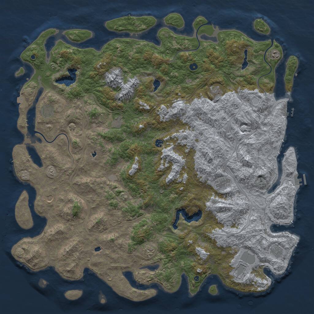 Rust Map: Procedural Map, Size: 6000, Seed: 123654789, 17 Monuments