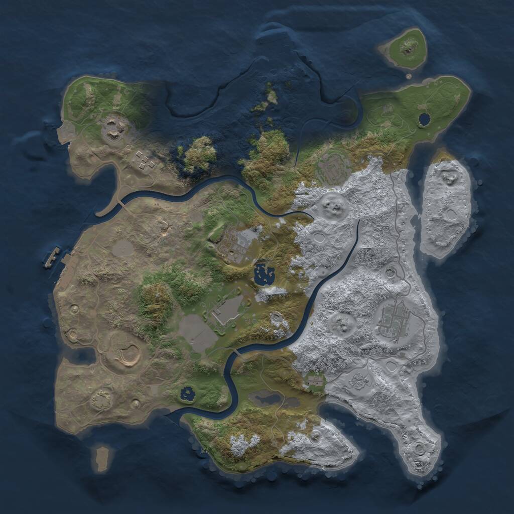 Rust Map: Procedural Map, Size: 3500, Seed: 4467366, 14 Monuments