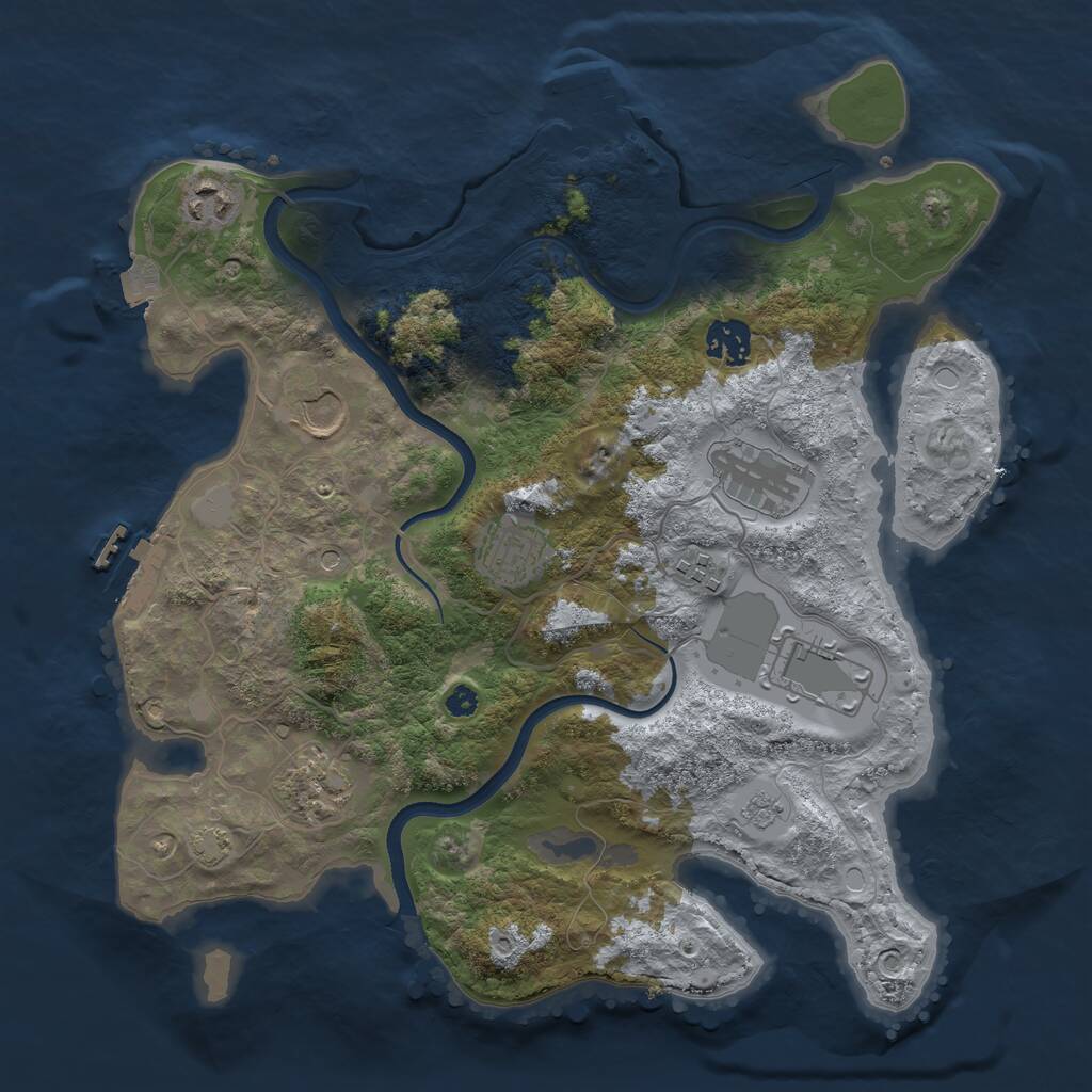 Rust Map: Procedural Map, Size: 3500, Seed: 4467366, 14 Monuments