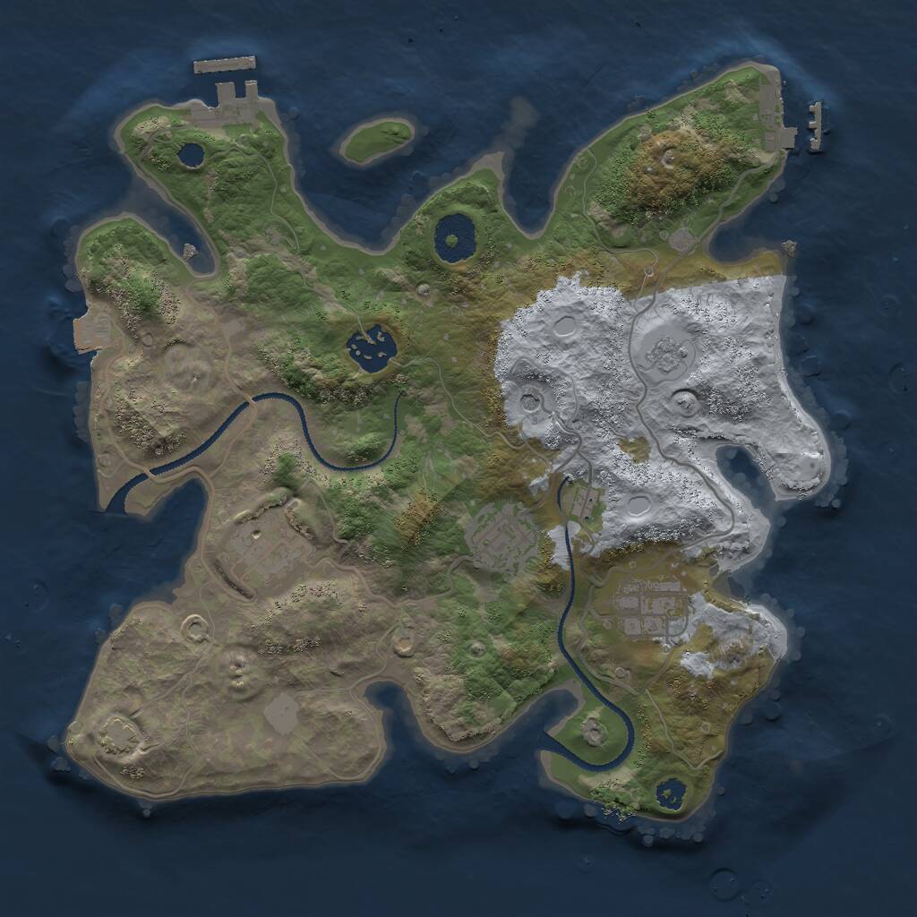 Rust Map: Procedural Map, Size: 3000, Seed: 1218610123, 10 Monuments