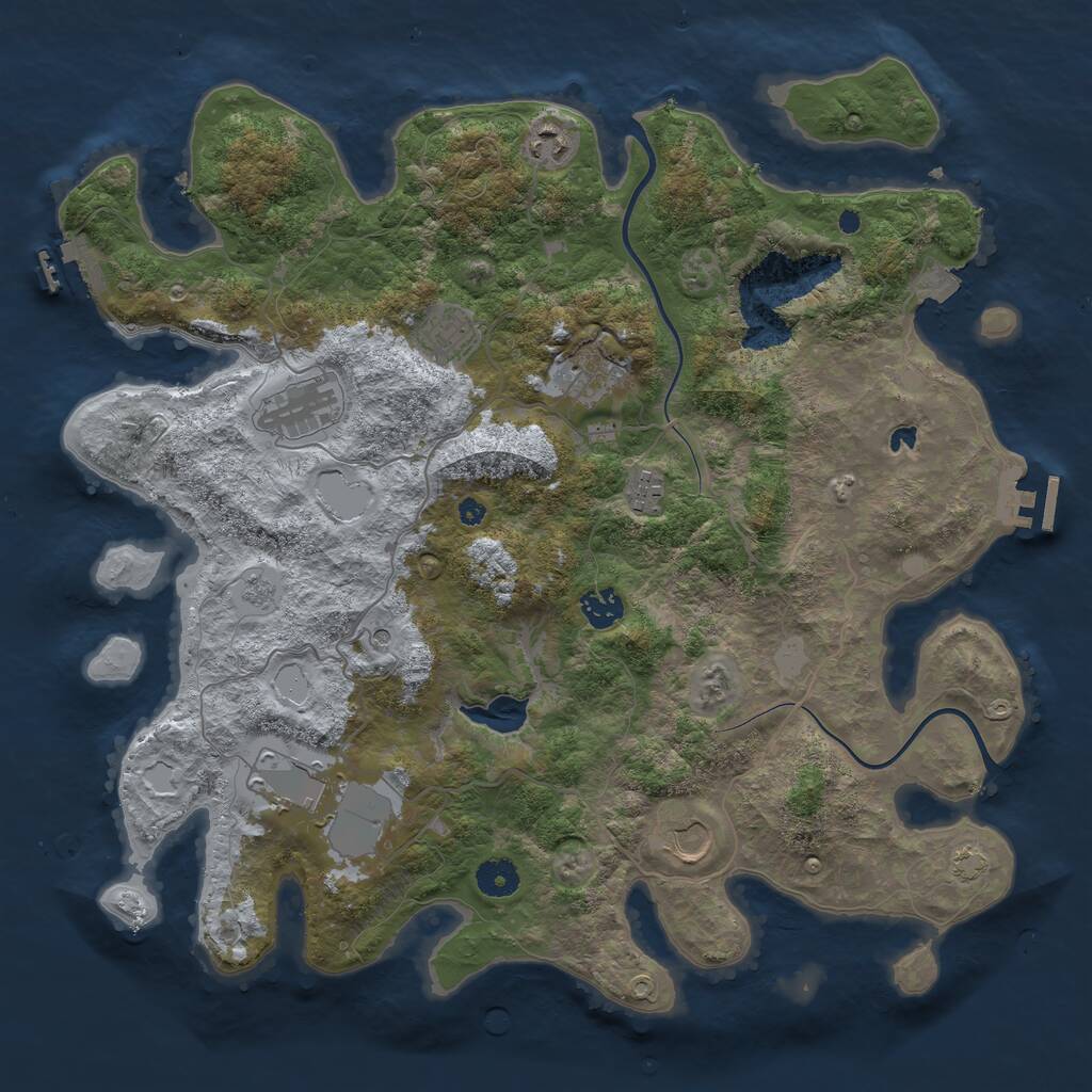 Rust Map: Procedural Map, Size: 4000, Seed: 1433580043, 14 Monuments