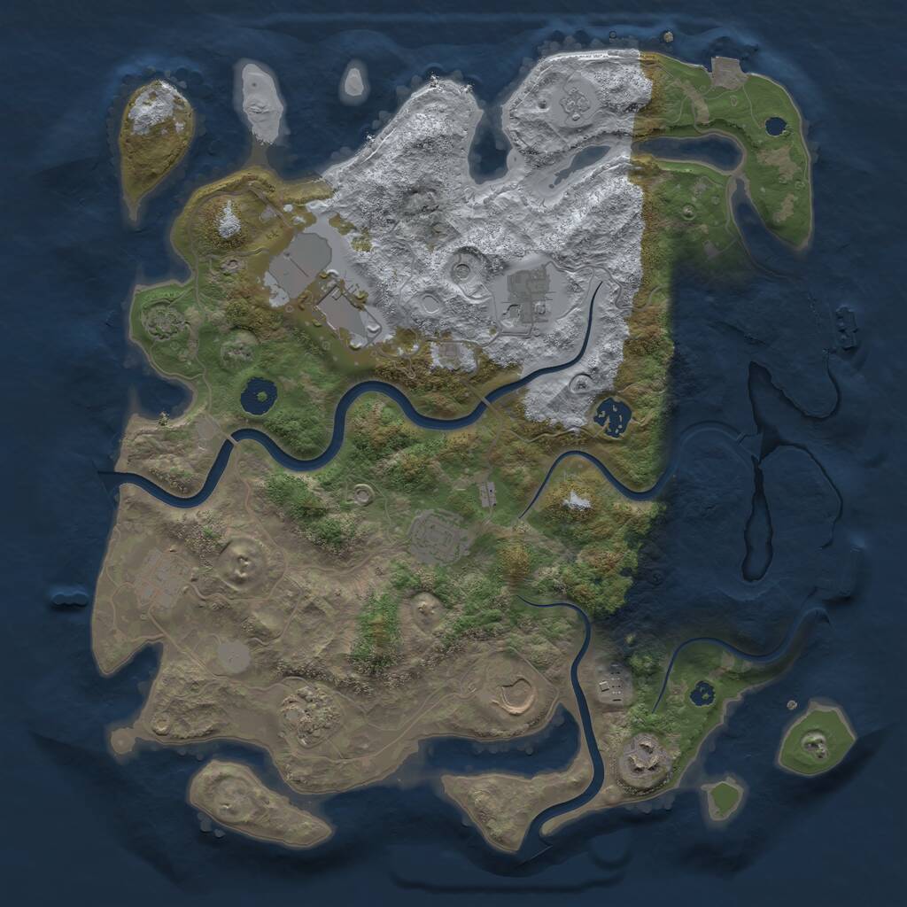 Rust Map: Procedural Map, Size: 3750, Seed: 1195656114, 15 Monuments