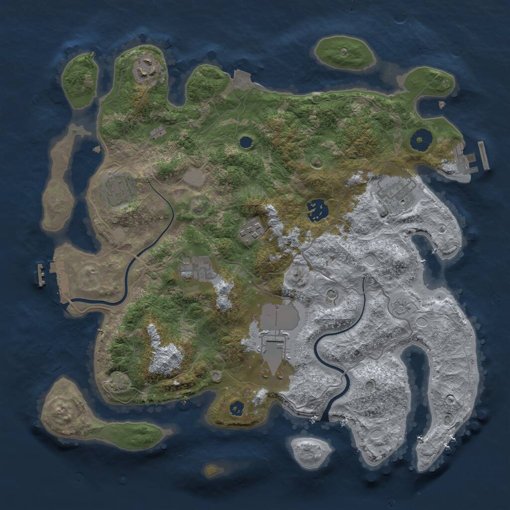 Rust Map: Procedural Map, Size: 3500, Seed: 7985, 13 Monuments