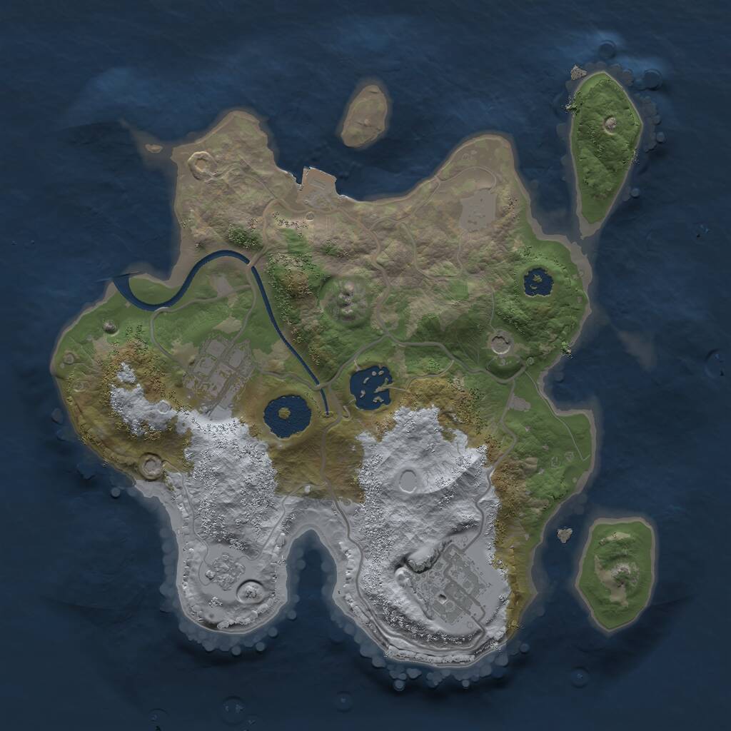 Rust Map: Procedural Map, Size: 2500, Seed: 1852062710, 6 Monuments