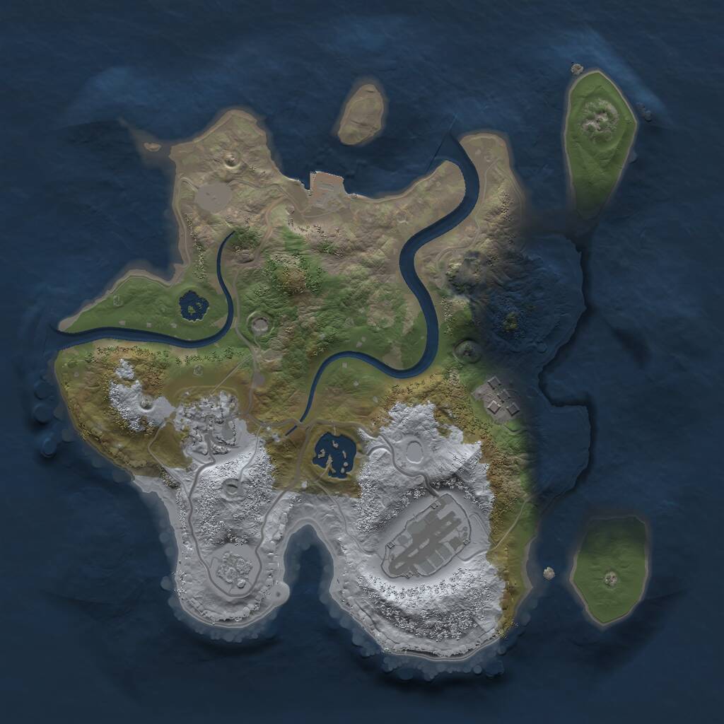 Rust Map: Procedural Map, Size: 2500, Seed: 1852062710, 7 Monuments