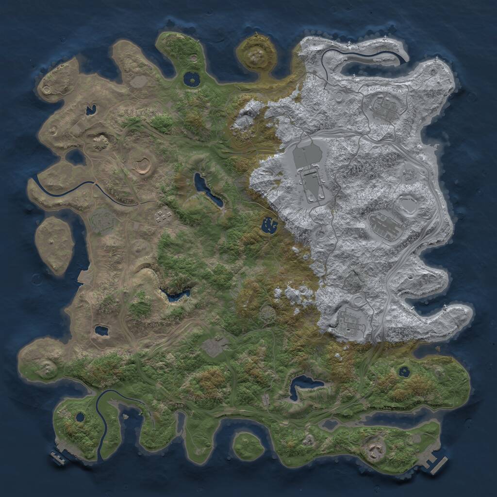 Rust Map: Procedural Map, Size: 4600, Seed: 1451977473, 17 Monuments