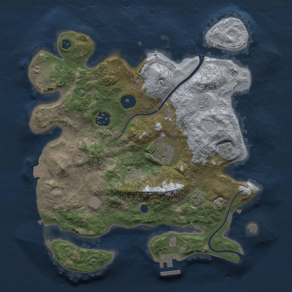 Rust Map: Procedural Map, Size: 3000, Seed: 28676, 8 Monuments