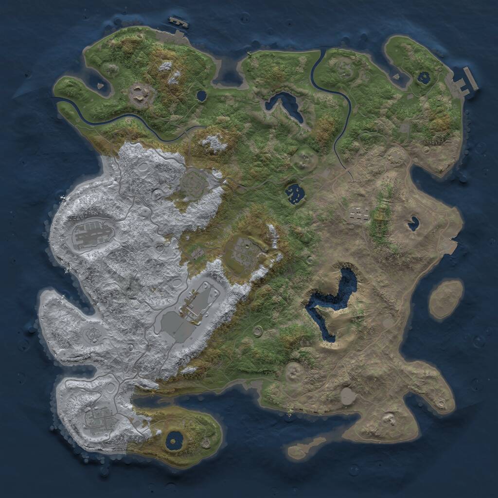 Rust Map: Procedural Map, Size: 4000, Seed: 21723, 14 Monuments