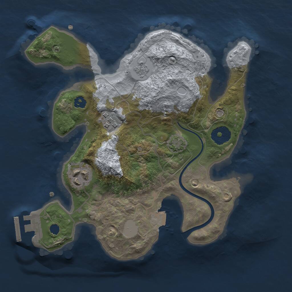 Rust Map: Procedural Map, Size: 2370, Seed: 1, 6 Monuments