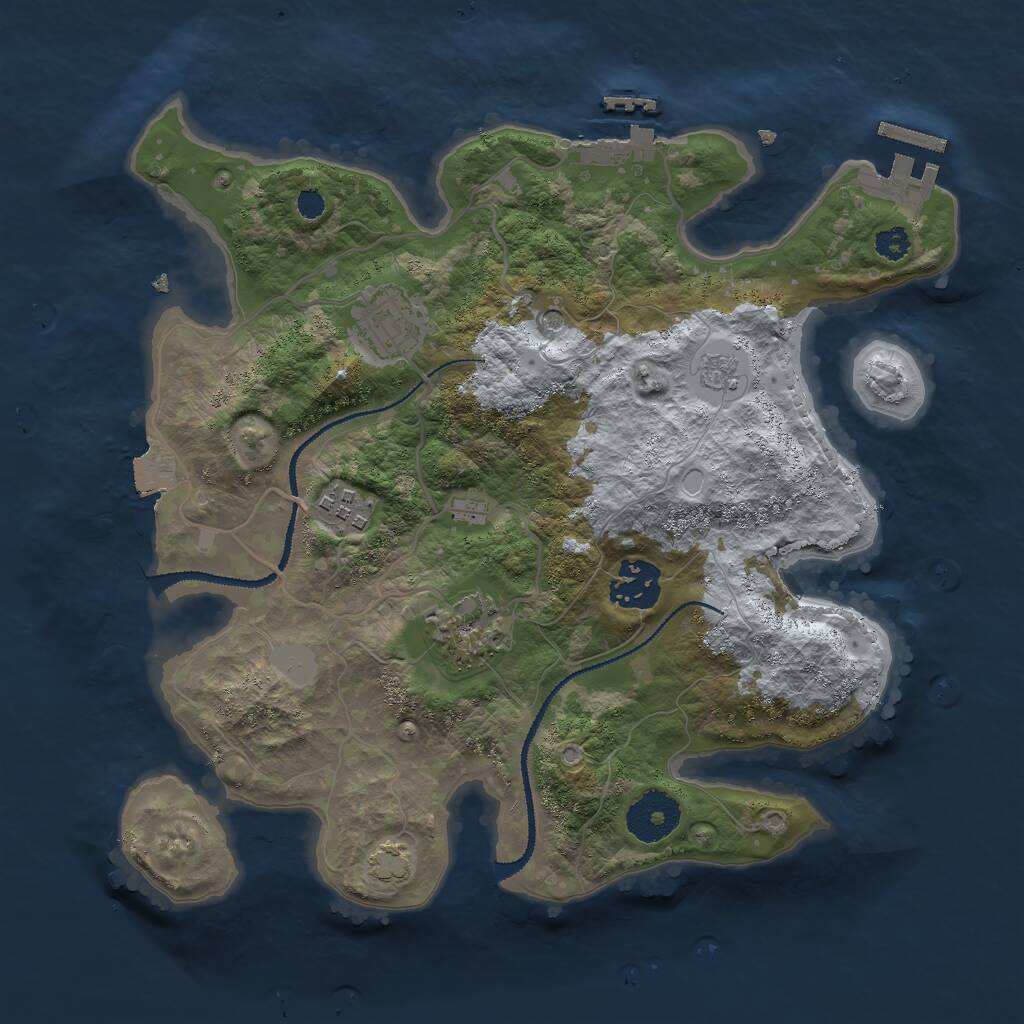 Rust Map: Procedural Map, Size: 3000, Seed: 19840325, 10 Monuments