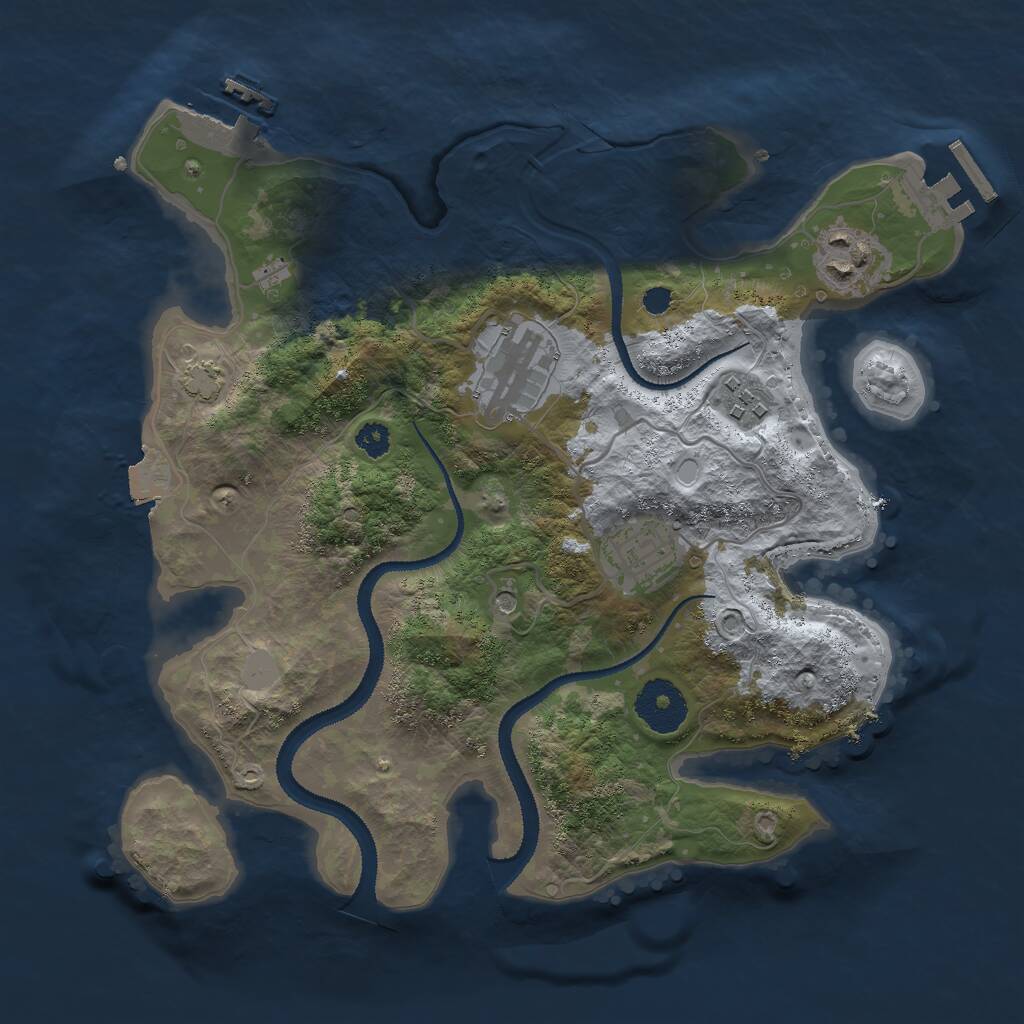 Rust Map: Procedural Map, Size: 3000, Seed: 19840325, 9 Monuments