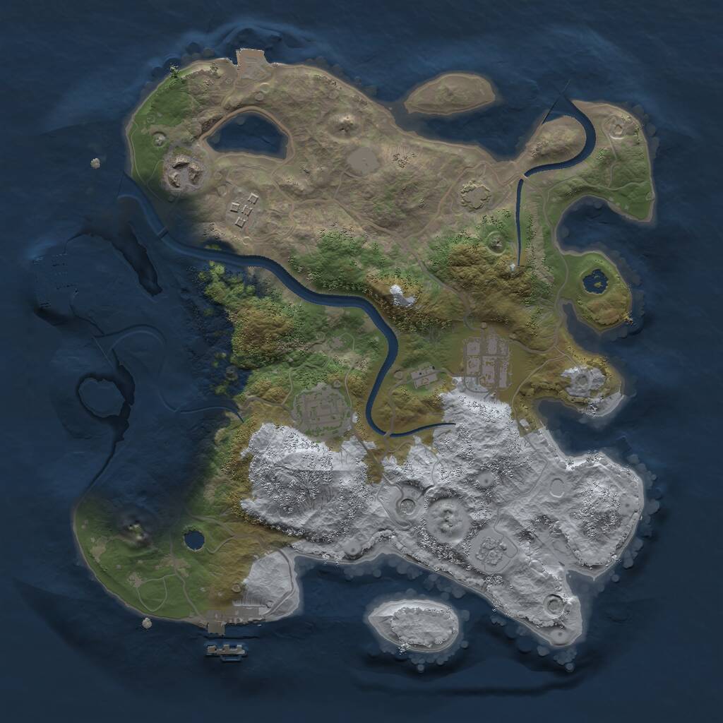 Rust Map: Procedural Map, Size: 3000, Seed: 9398, 12 Monuments