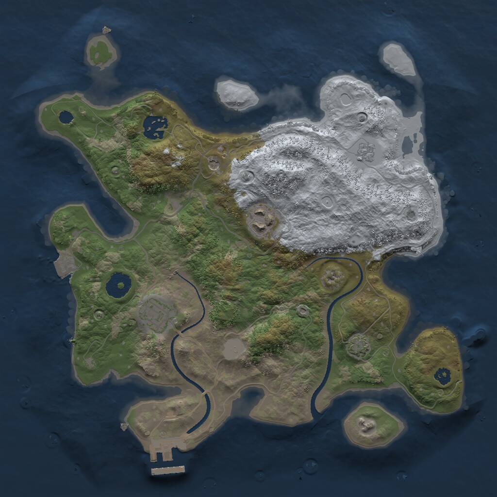 Rust Map: Procedural Map, Size: 3000, Seed: 24702, 10 Monuments