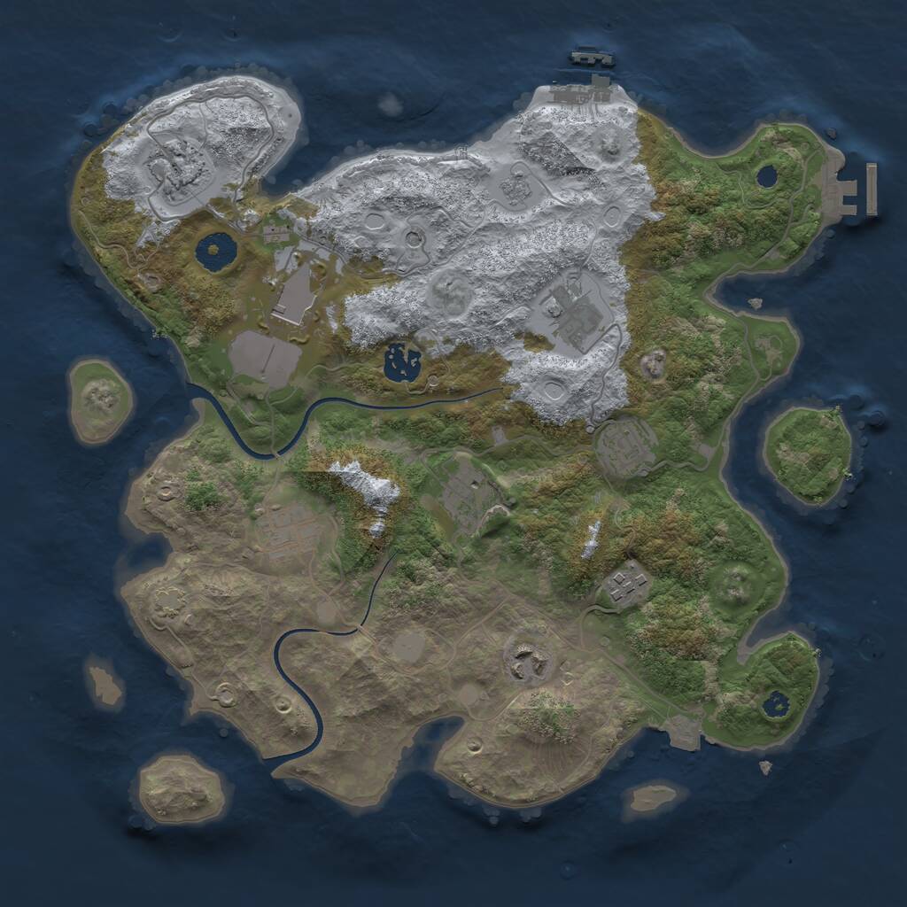 Rust Map: Procedural Map, Size: 3500, Seed: 225353215, 15 Monuments