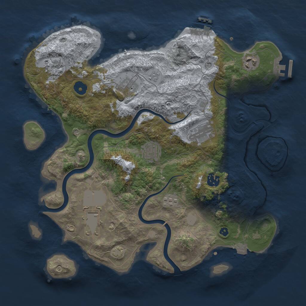 Rust Map: Procedural Map, Size: 3500, Seed: 225353215, 14 Monuments