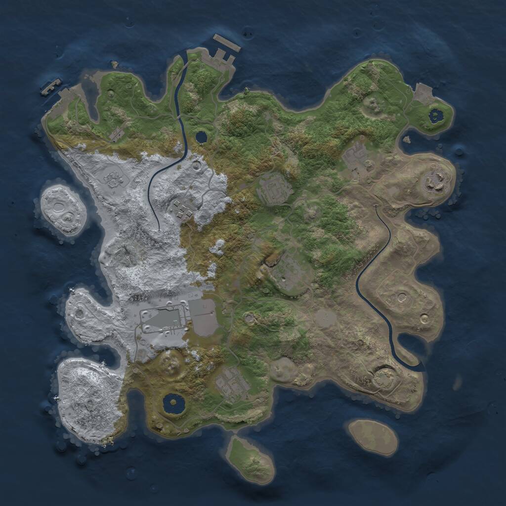 Rust Map: Procedural Map, Size: 3500, Seed: 388649780, 13 Monuments