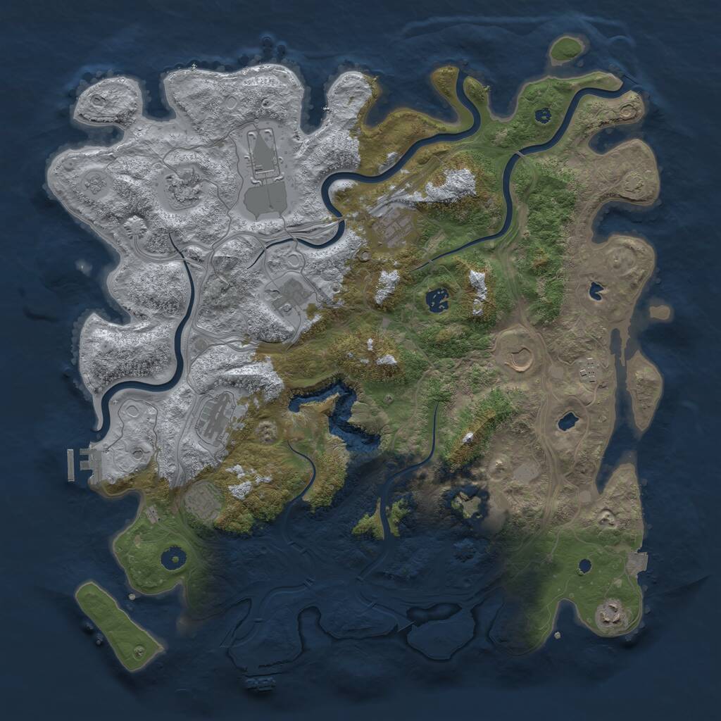 Rust Map: Procedural Map, Size: 4500, Seed: 1182109365, 17 Monuments