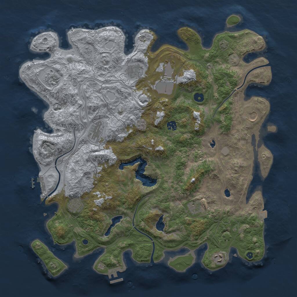 Rust Map: Procedural Map, Size: 4500, Seed: 1182109365, 16 Monuments