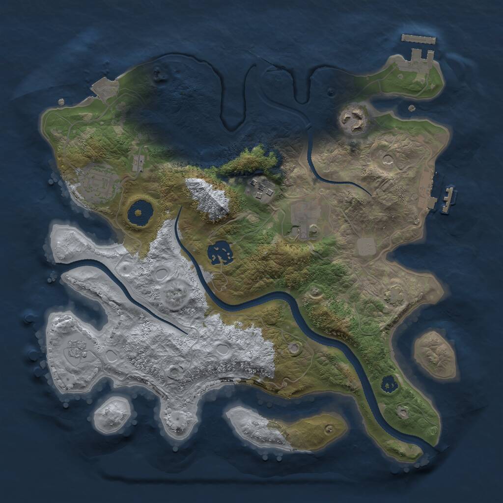 Rust Map: Procedural Map, Size: 3000, Seed: 1174145536, 11 Monuments
