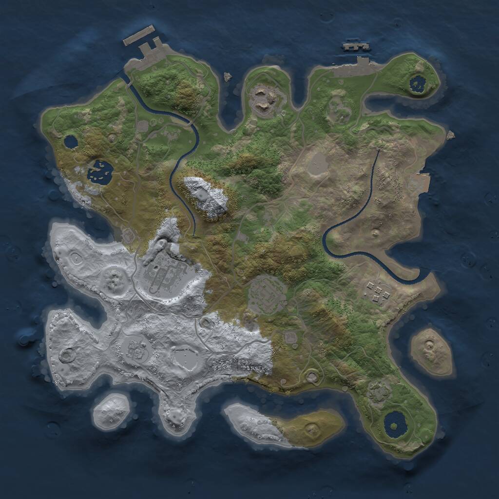 Rust Map: Procedural Map, Size: 3000, Seed: 1174145536, 10 Monuments