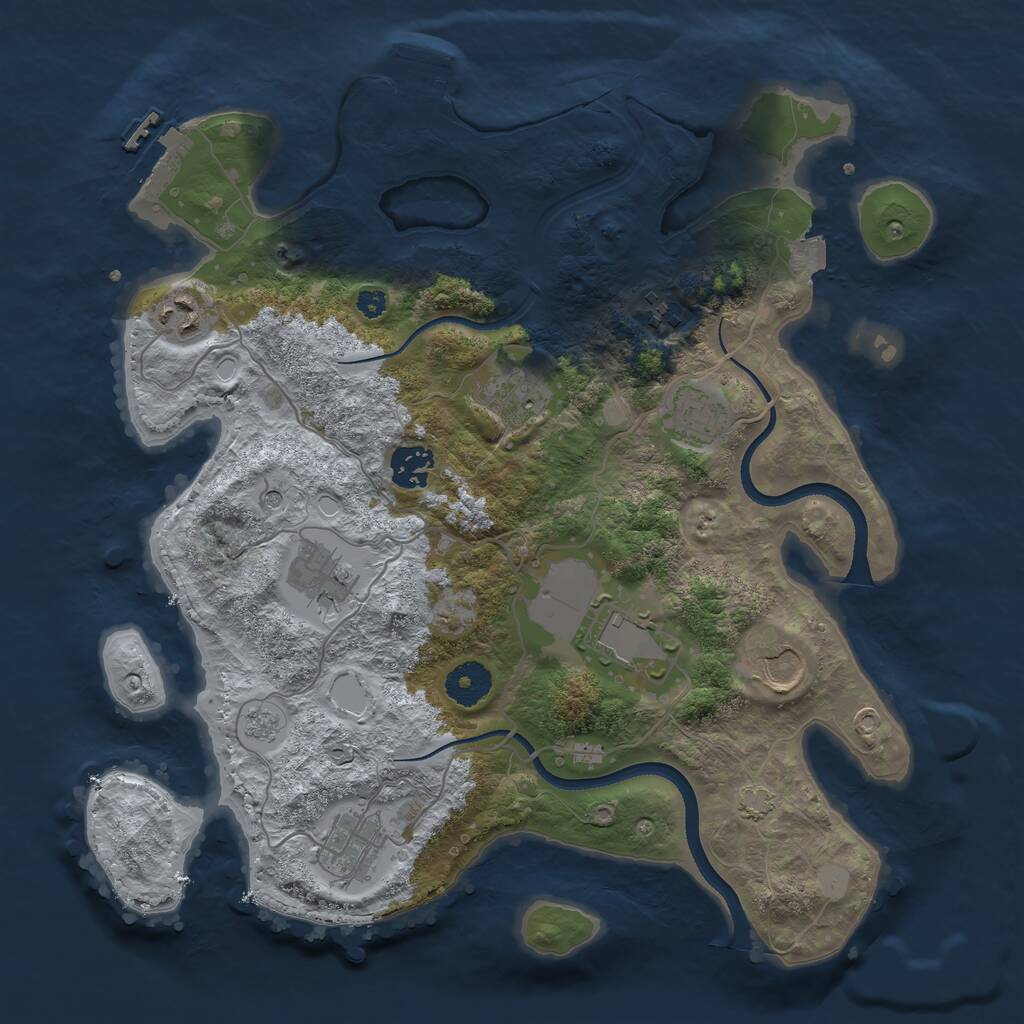 Rust Map: Procedural Map, Size: 3500, Seed: 1916189633, 15 Monuments