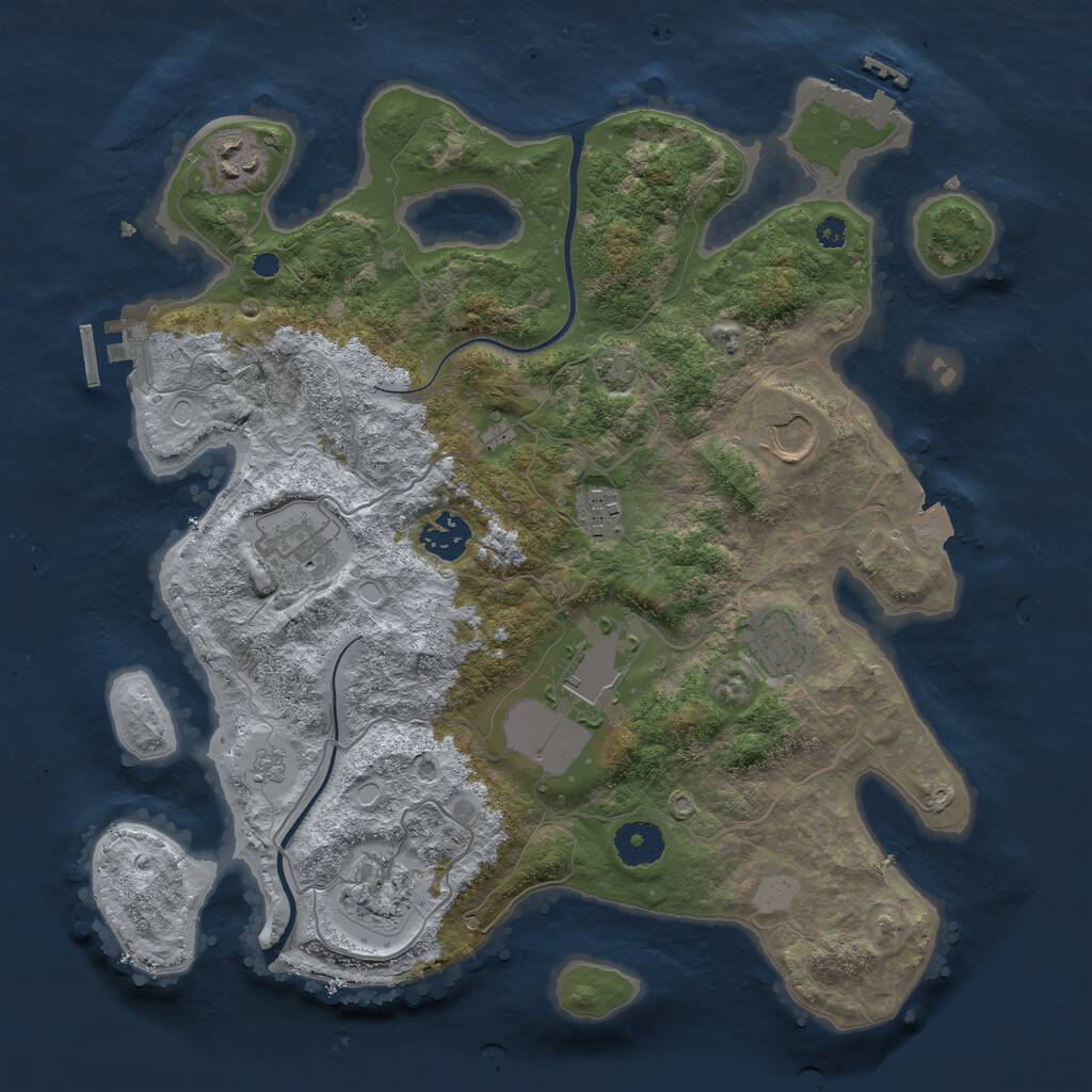 Rust Map: Procedural Map, Size: 3500, Seed: 1916189633, 13 Monuments