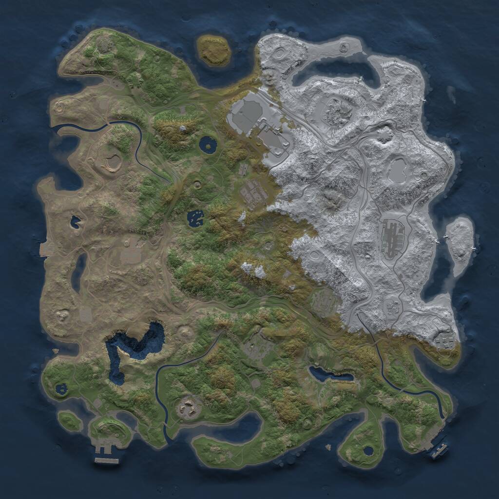 Rust Map: Procedural Map, Size: 4250, Seed: 396906521, 17 Monuments