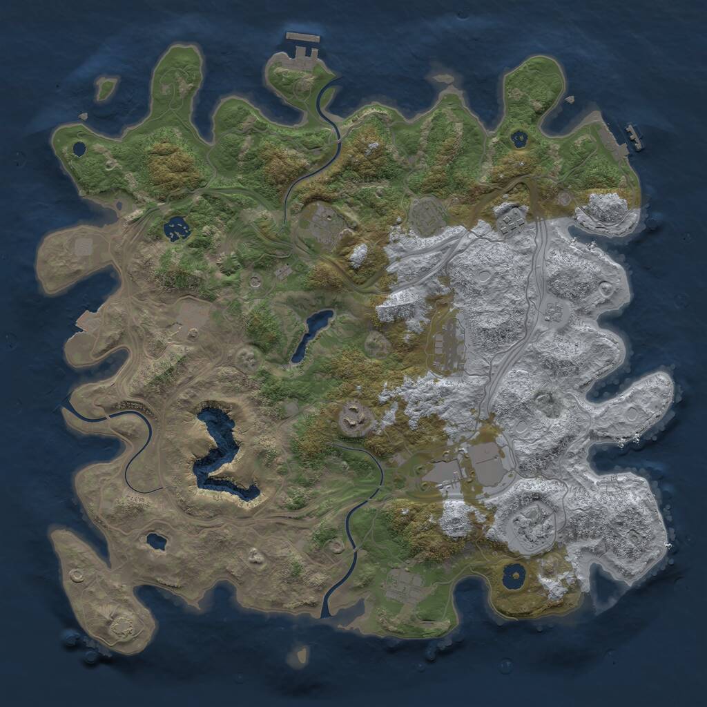 Rust Map: Procedural Map, Size: 4250, Seed: 949256294, 16 Monuments