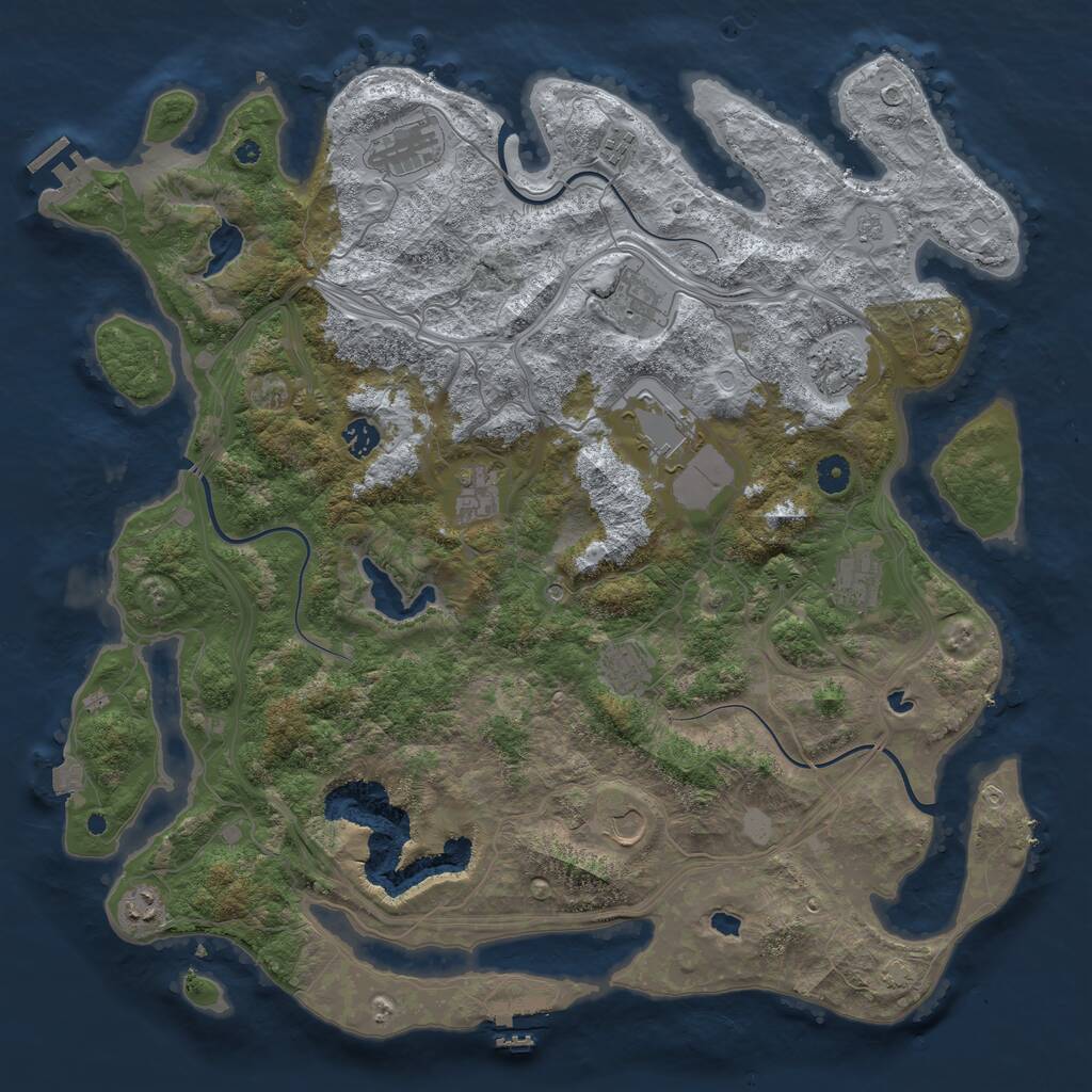 Rust Map: Procedural Map, Size: 4500, Seed: 2048396719, 17 Monuments