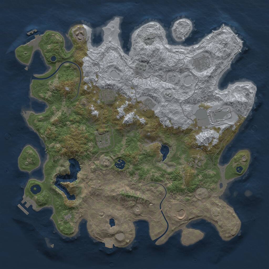 Rust Map: Procedural Map, Size: 4000, Seed: 485962, 16 Monuments