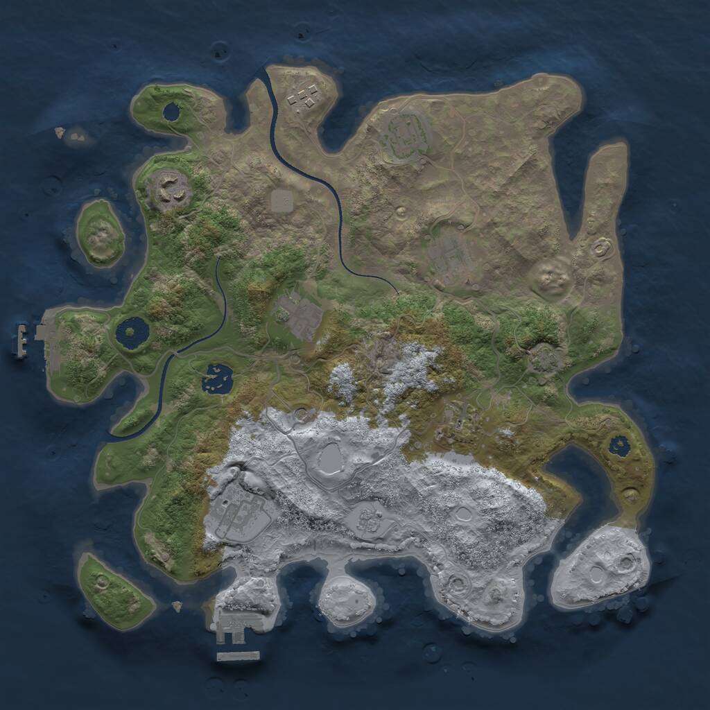 Rust Map: Procedural Map, Size: 3350, Seed: 935561160, 14 Monuments