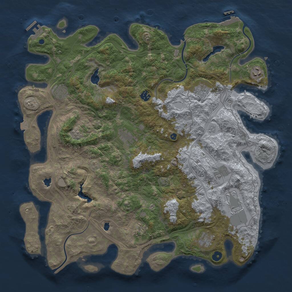 Rust Map: Procedural Map, Size: 4500, Seed: 7396, 16 Monuments