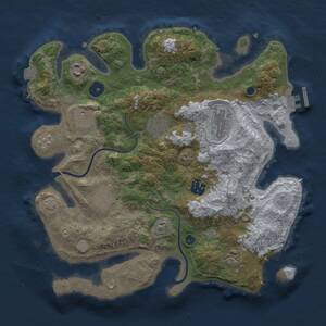 Thumbnail Rust Map: Procedural Map, Size: 3300, Seed: 1871668662, 12 Monuments