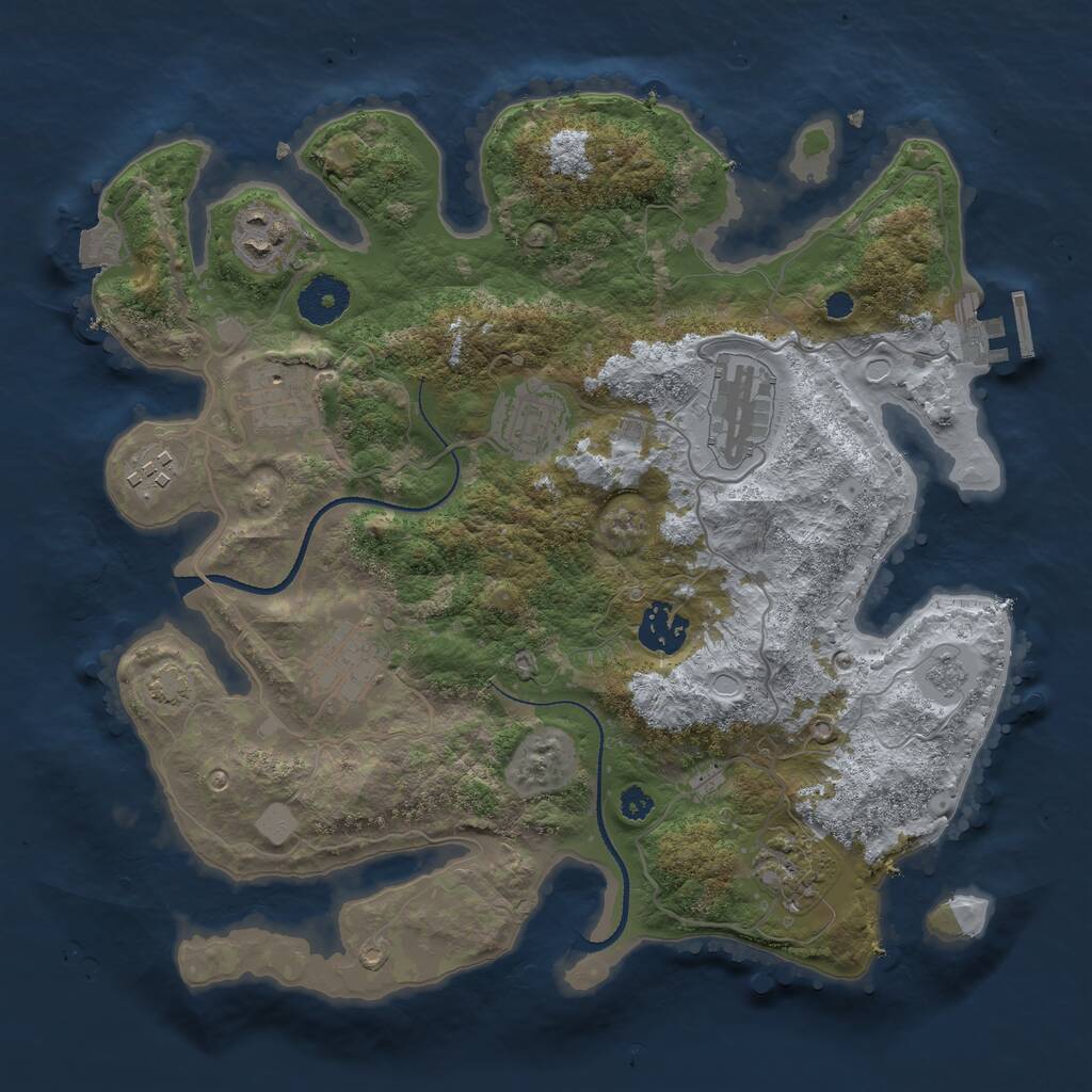 Rust Map: Procedural Map, Size: 3300, Seed: 1871668662, 12 Monuments