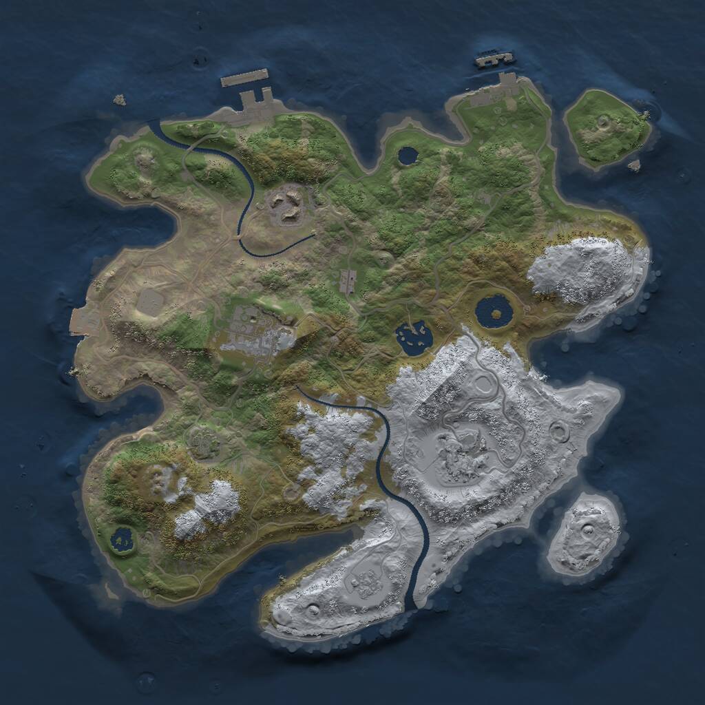 Rust Map: Procedural Map, Size: 3000, Seed: 91687256, 9 Monuments