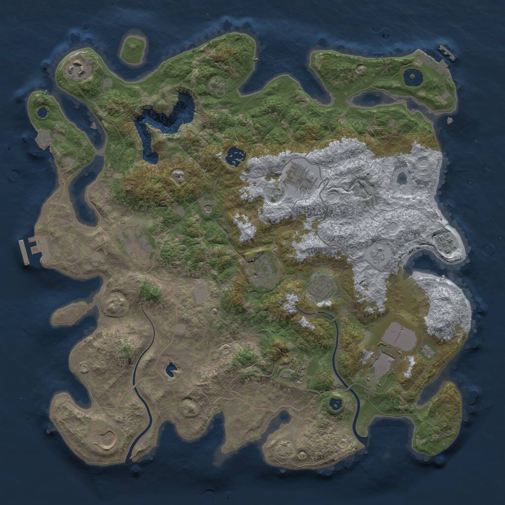 Rust Map: Procedural Map, Size: 4000, Seed: 1338145155, 16 Monuments