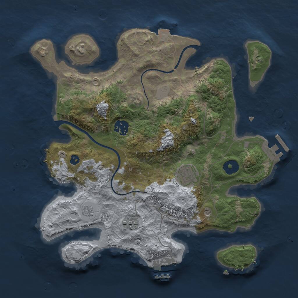 Rust Map: Procedural Map, Size: 3000, Seed: 1904031919, 8 Monuments