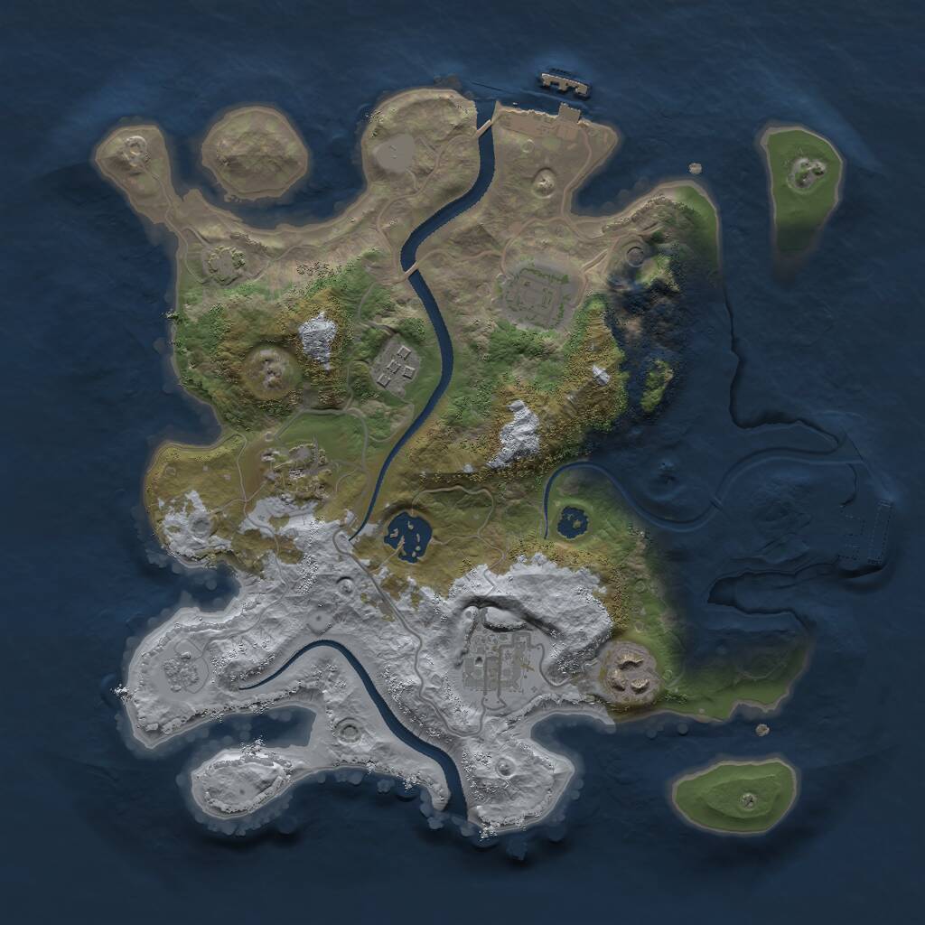 Rust Map: Procedural Map, Size: 3000, Seed: 1904031919, 12 Monuments