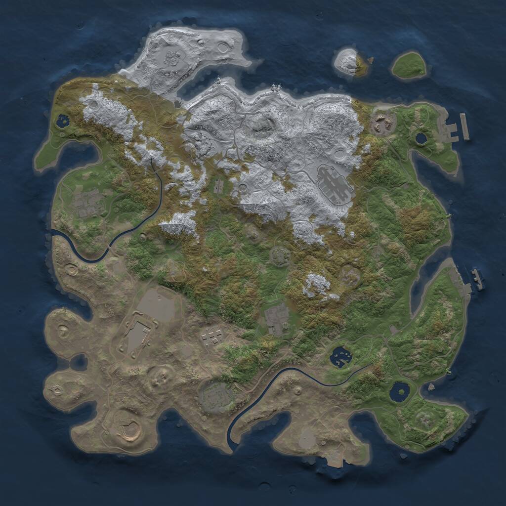 Rust Map: Procedural Map, Size: 3750, Seed: 1039838837, 16 Monuments