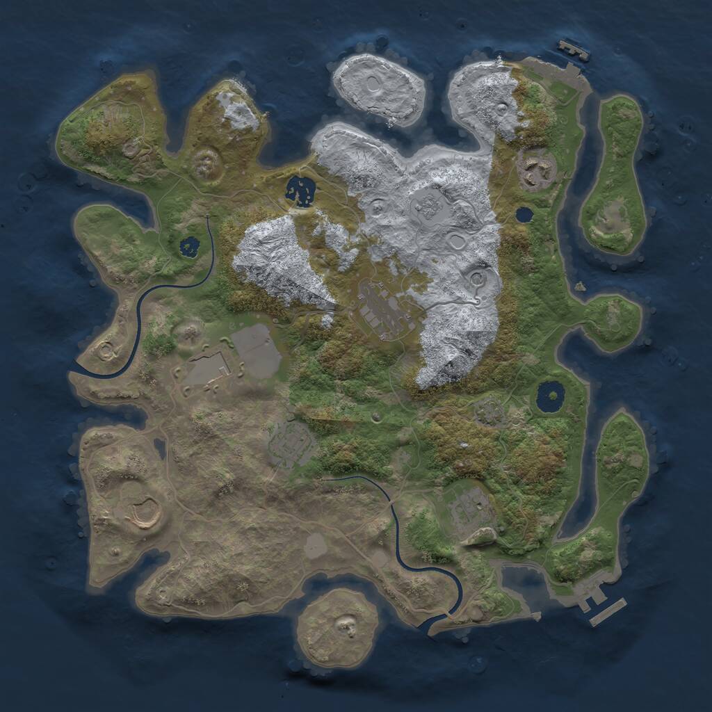 Rust Map: Procedural Map, Size: 3500, Seed: 344417339, 13 Monuments