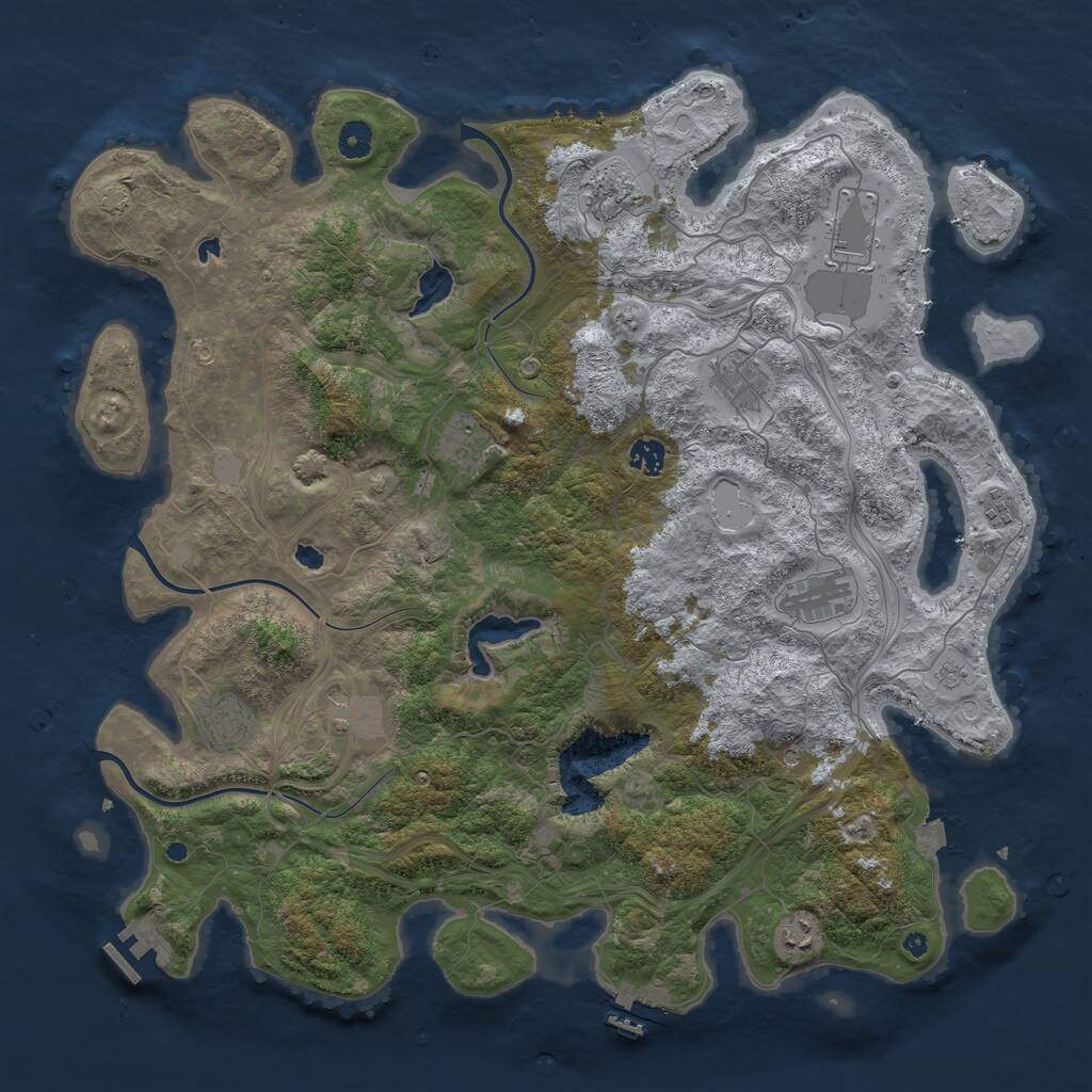 Rust Map: Procedural Map, Size: 4500, Seed: 1269226759, 16 Monuments