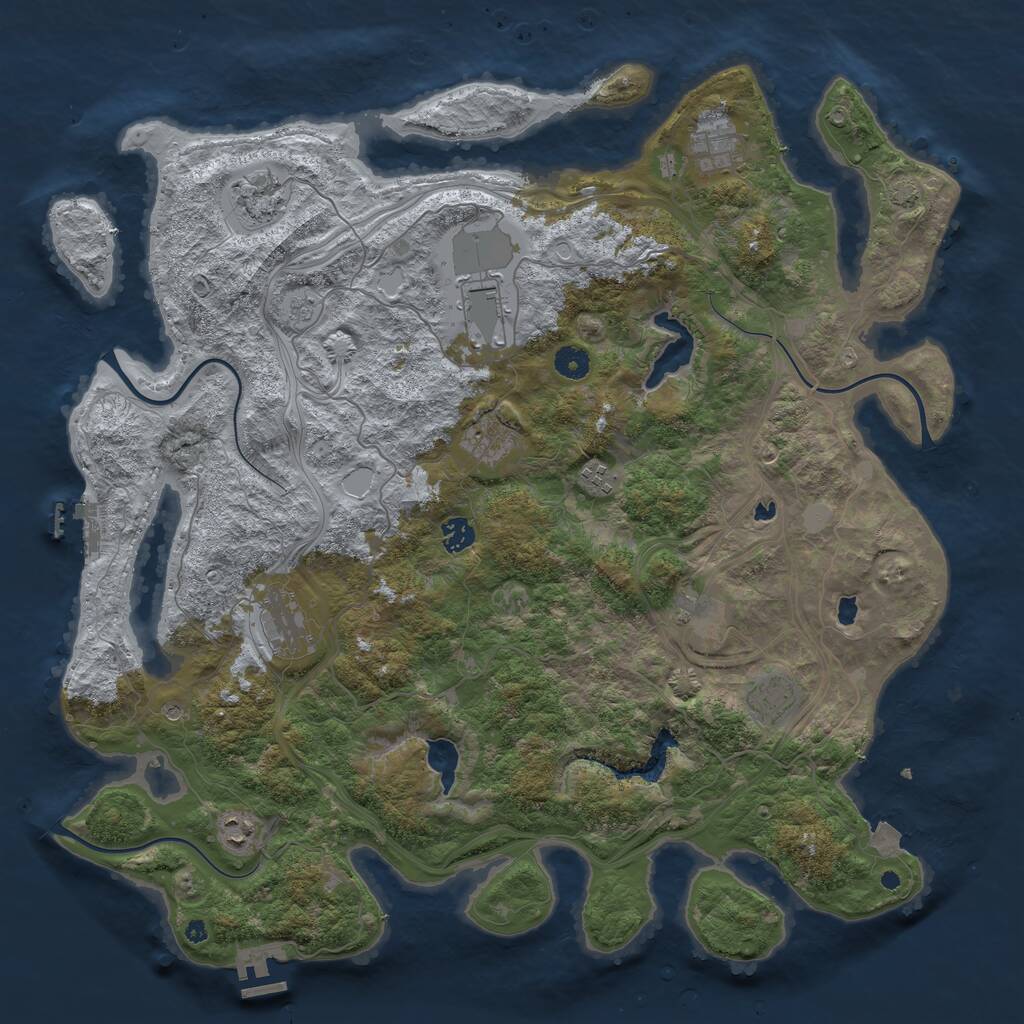 Rust Map: Procedural Map, Size: 4500, Seed: 128939380, 16 Monuments