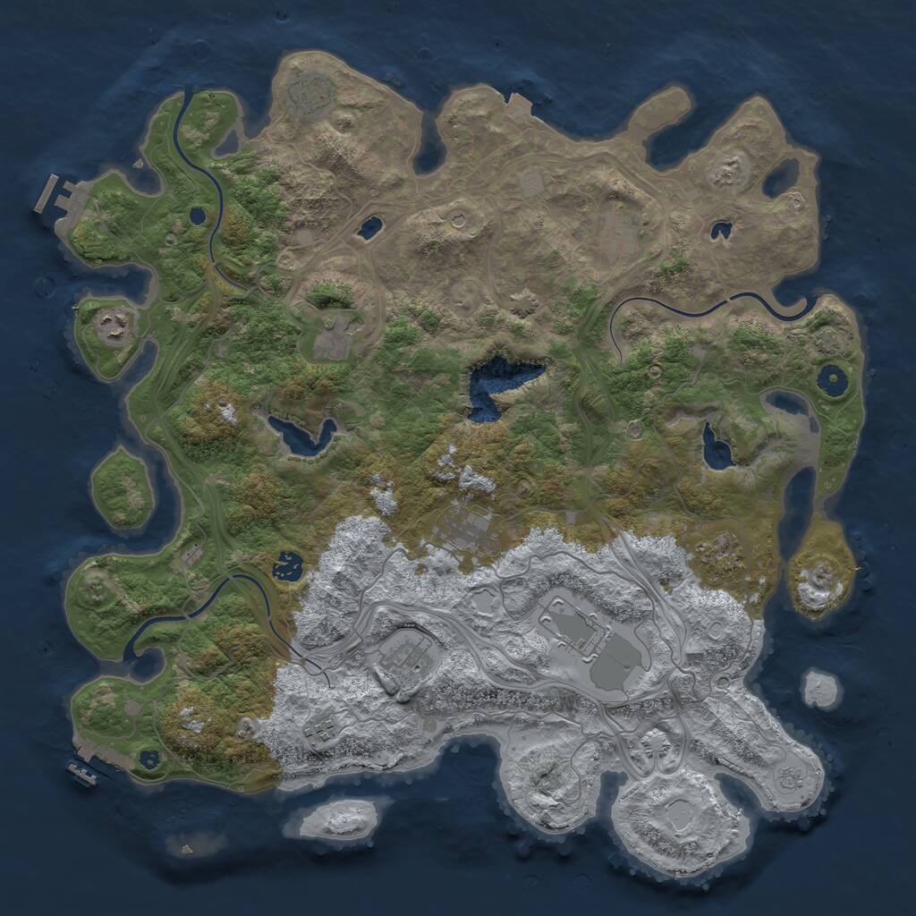 Rust Map: Procedural Map, Size: 4500, Seed: 743078434, 16 Monuments