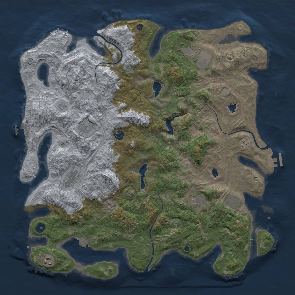 Rust Map: Procedural Map, Size: 4500, Seed: 1741145415, 14 Monuments
