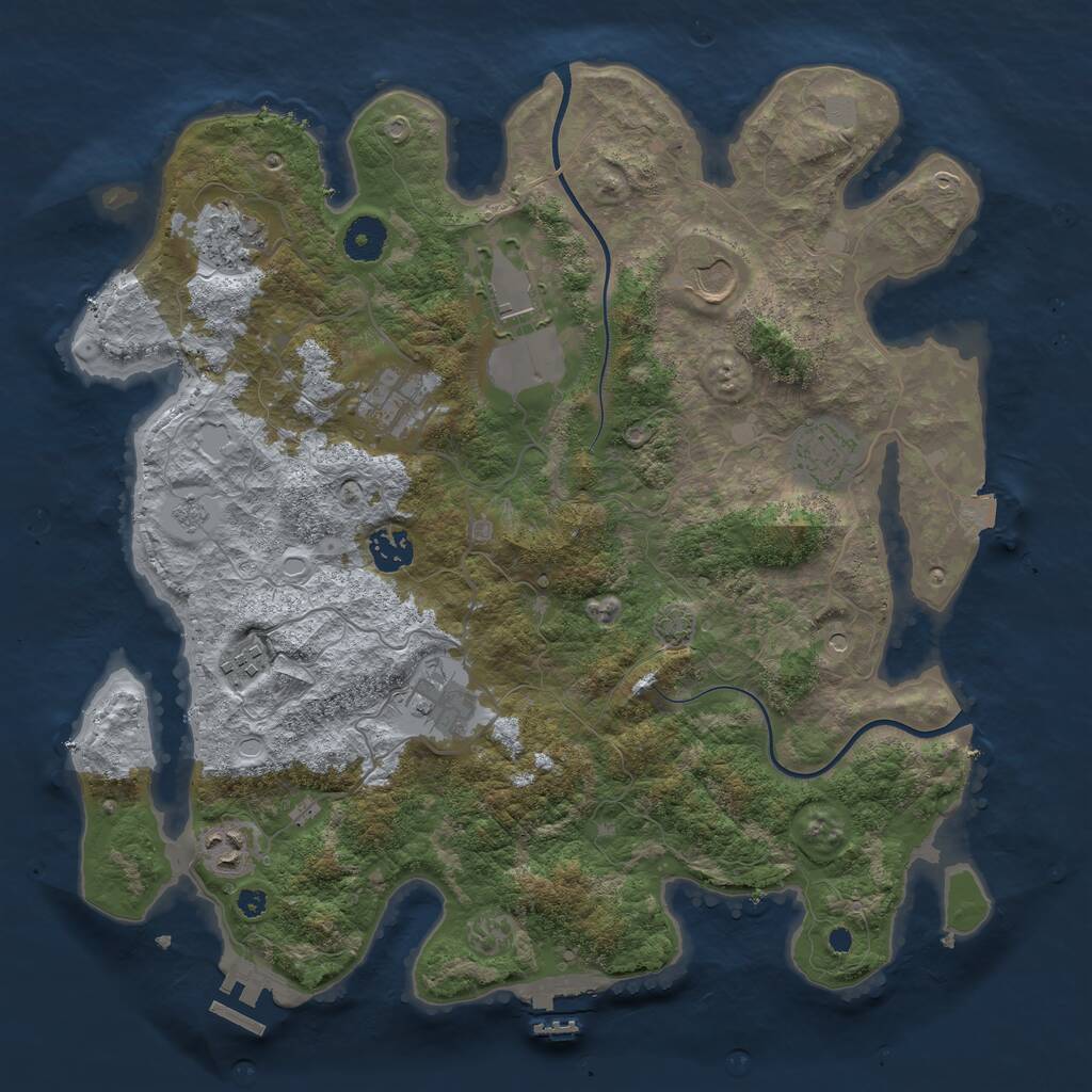 Rust Map: Procedural Map, Size: 3750, Seed: 633072645, 15 Monuments