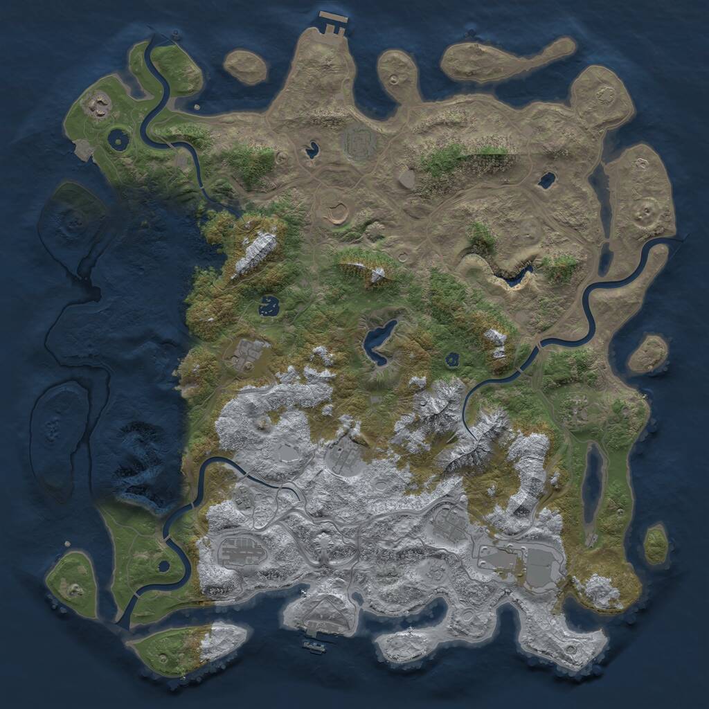 Rust Map: Procedural Map, Size: 5000, Seed: 871636084, 17 Monuments