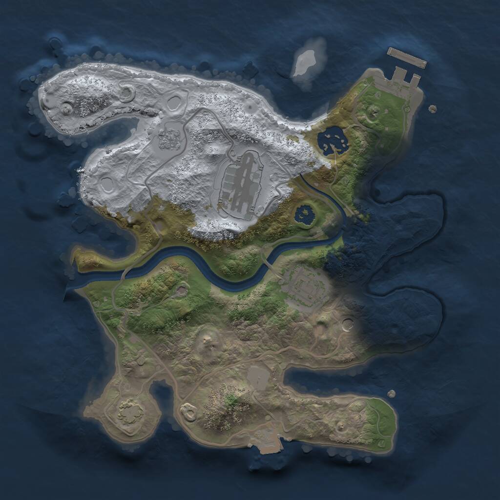 Rust Map: Procedural Map, Size: 2500, Seed: 392927374, 8 Monuments