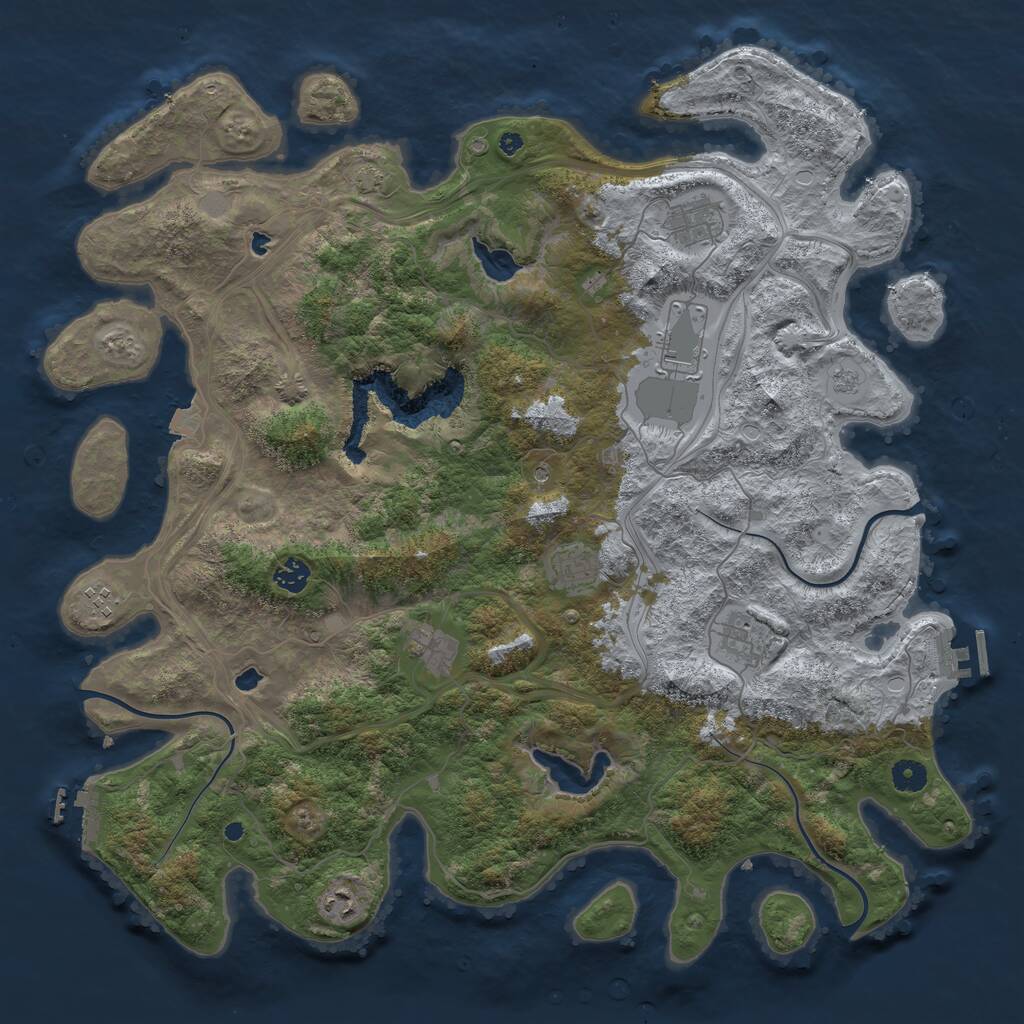 Rust Map: Procedural Map, Size: 4500, Seed: 938730351, 14 Monuments