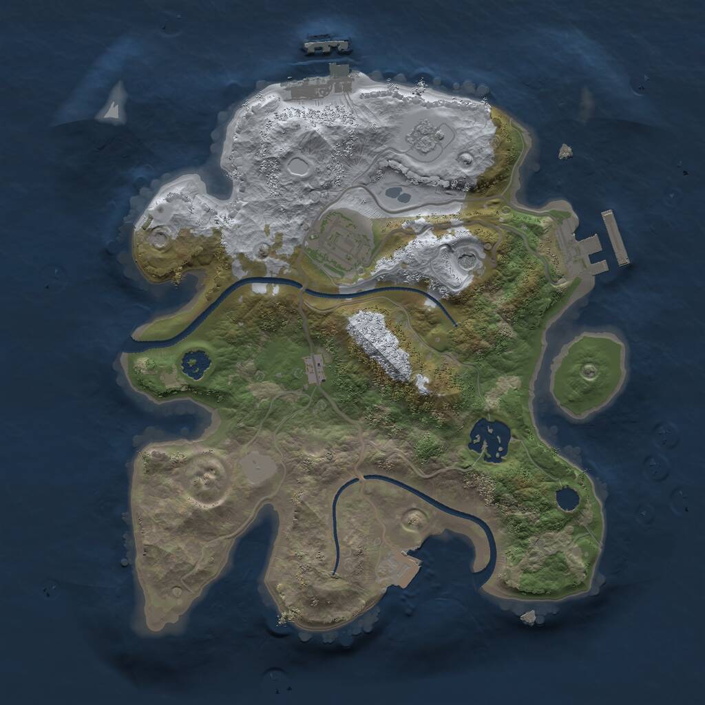 Rust Map: Procedural Map, Size: 2500, Seed: 741766848, 7 Monuments